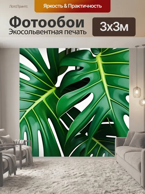 Фотообои с листьями монстеры максимал