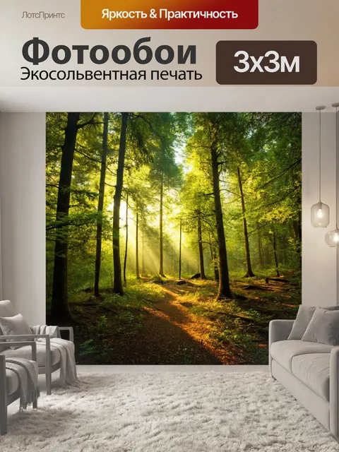 Фотообои с нежным светом, проникающим через деревья