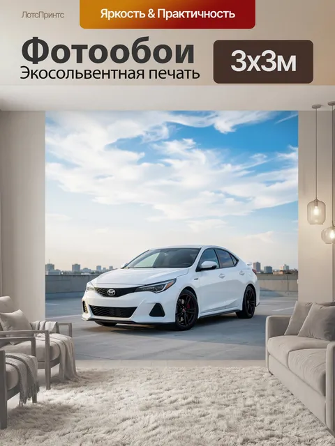 Фотообои Белый седан на крыше
