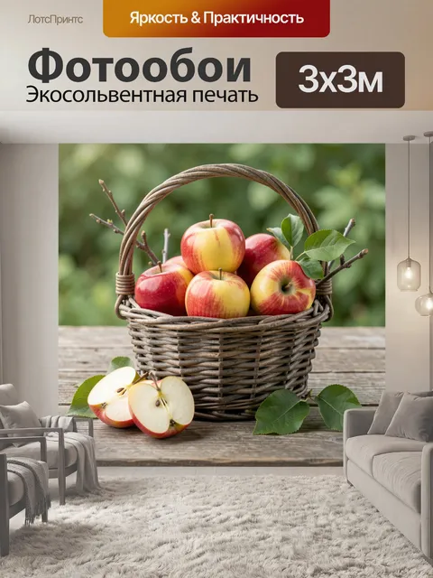 Фотообои Корзина со спелыми яблоками