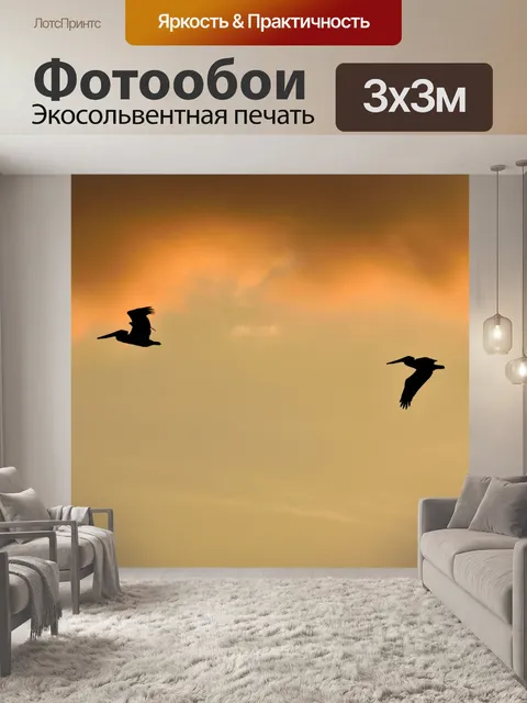 Фотообои Пеликаны пролетел над рекой