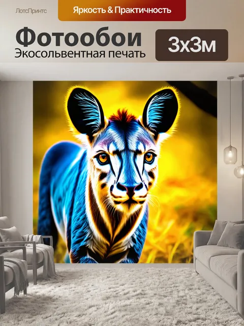 Фотообои животные в стиле абстракции с использованием теплых и холодных оттенков для создания контраста и гармонии