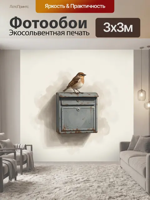 Фотообои Птица на винтажном ящике