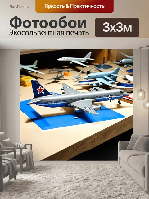 Фотообои создайте натюрморт, в котором туполев занимает центральное место, окруженный миниатюрными моделями других…