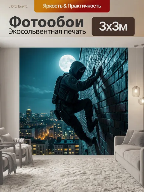 Фотообои Ночной диверсант на фасаде