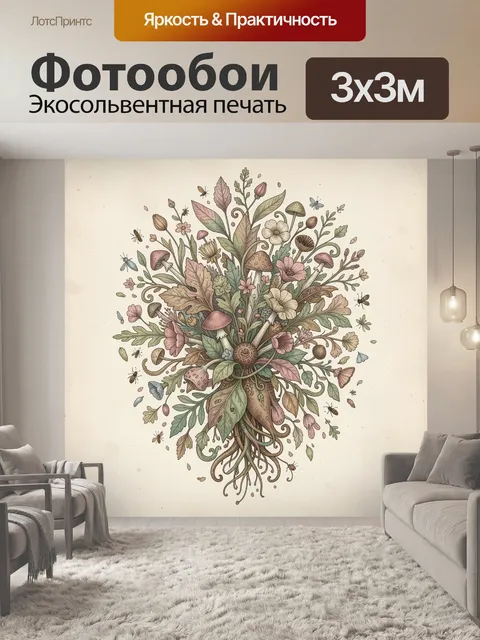 Фотообои Фантазийный букет с грибами