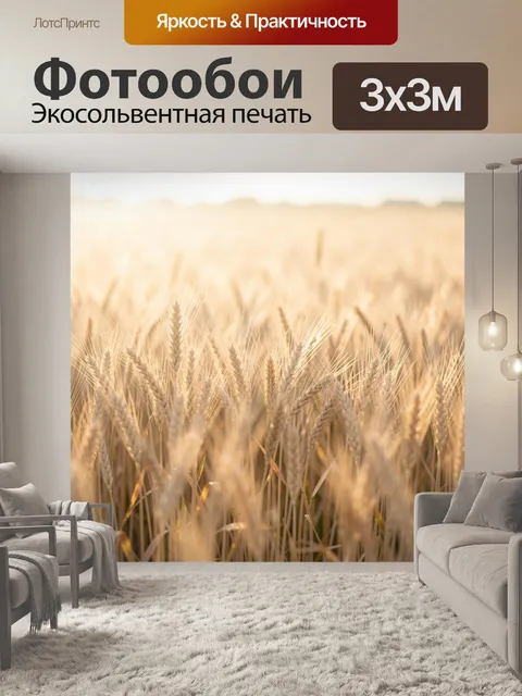 Фотообои Пшеничное поле в золотом свете