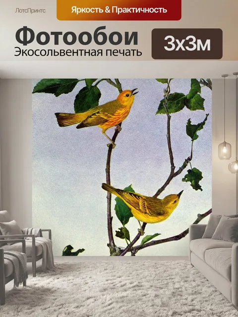 Фотообои Желтая камышовка Винтажная птица