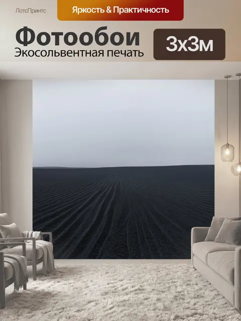 Фотообои поле, усыпанное пеплом вулкана, выполненное в технике минимализма