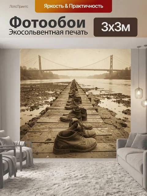 Фотообои Обувь на деревянном пирсе