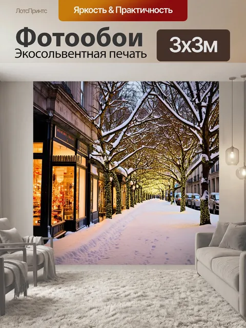 Фотообои зимняя улица в париже