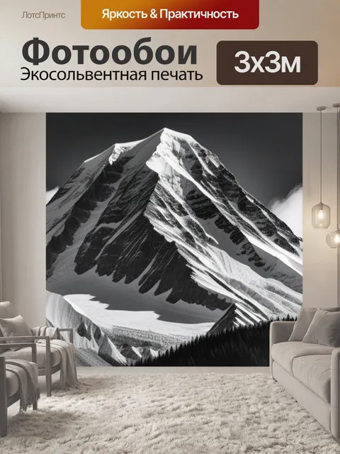 Фотообои с горой чернобелый