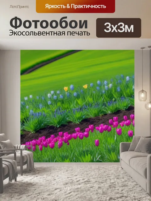 Фотообои тюльпаны на холме