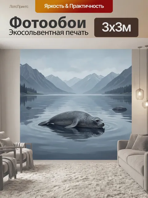 Фотообои Тюлень на холодном озере