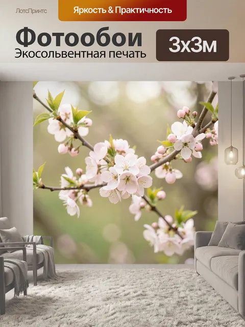Фотообои Нежные цветы сакуры на ветке