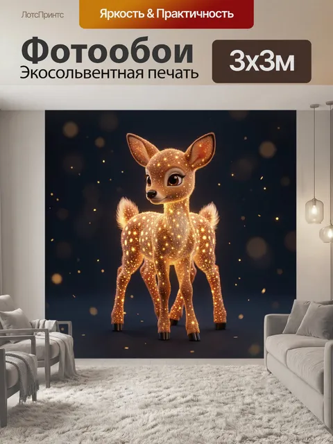 Фотообои Сияющий олененок в темном фоне