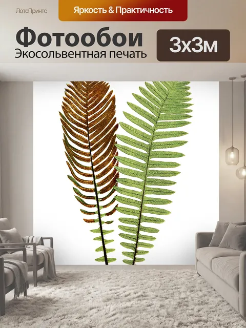 Фотообои Папоротник листва винтаж старый