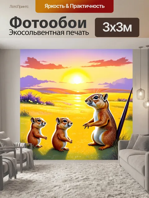 Фотообои пейзаж с луговыми собачками