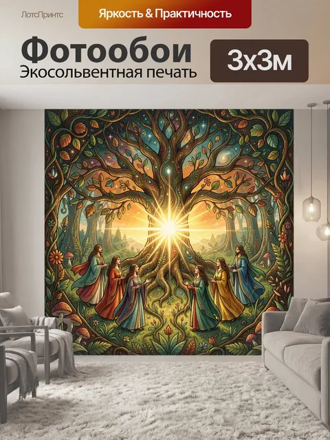 Фотообои Магический лес с сияющим деревом
