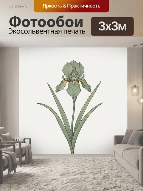 Фотообои Рисунок ириса на светлом фоне