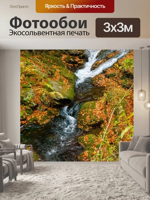 Фотообои Ручей в осеннем лесу