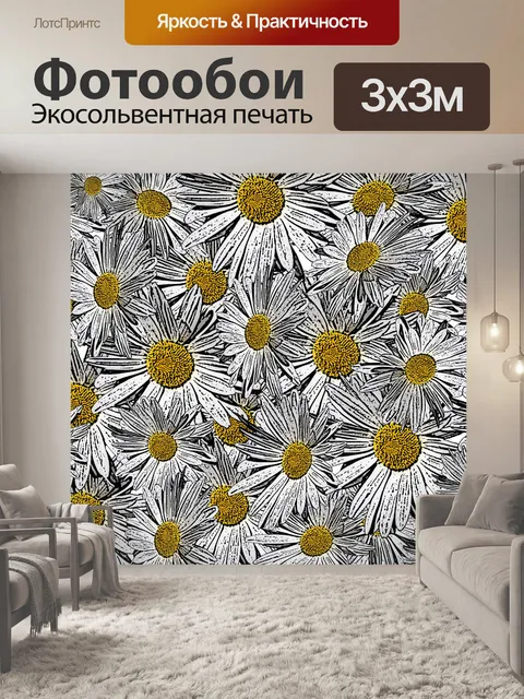 Фотообои белые ромашки фоне