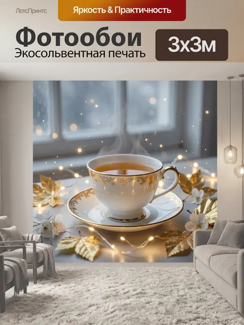 Фотообои Чайная пара с позолотой