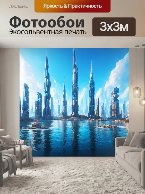 Фотообои футуристический город на воде