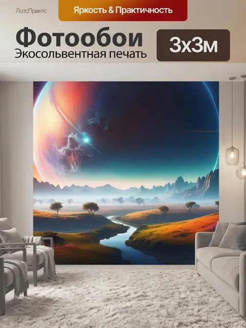 Фотообои пейзаж с планетой