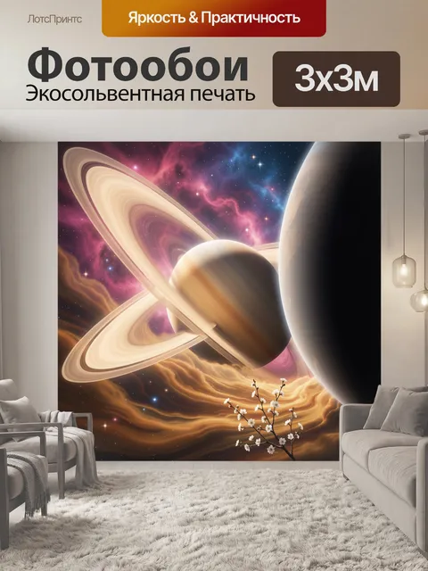 Фотообои Космос с кольцевой планетой