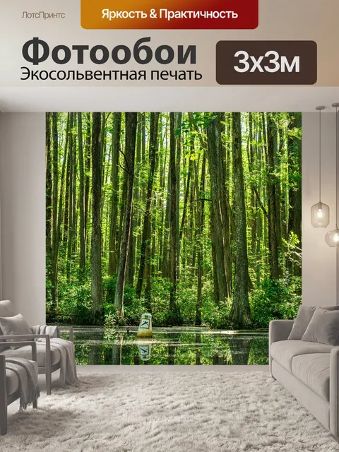 Фотообои Отражение кипарисовый лес