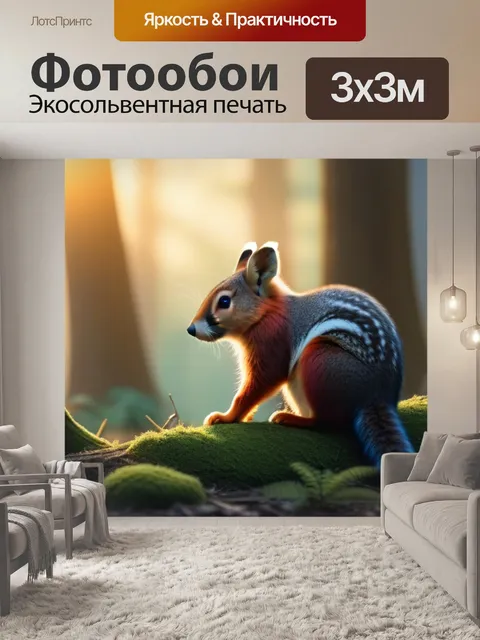 Фотообои лесные животные, пробуждающиеся к утру