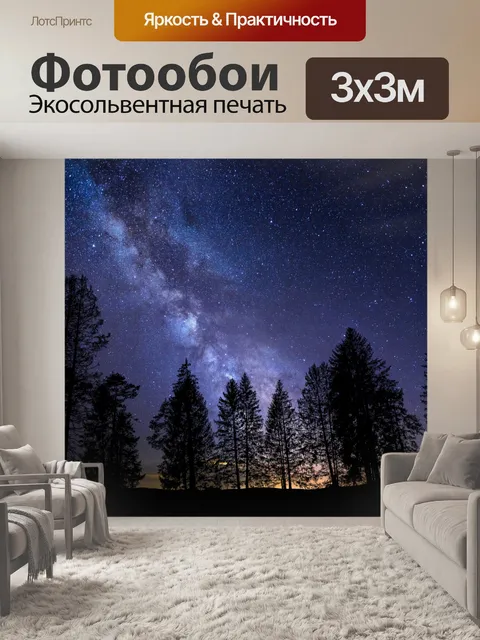 Фотообои Звезды Млечный Путь Небо Деревья