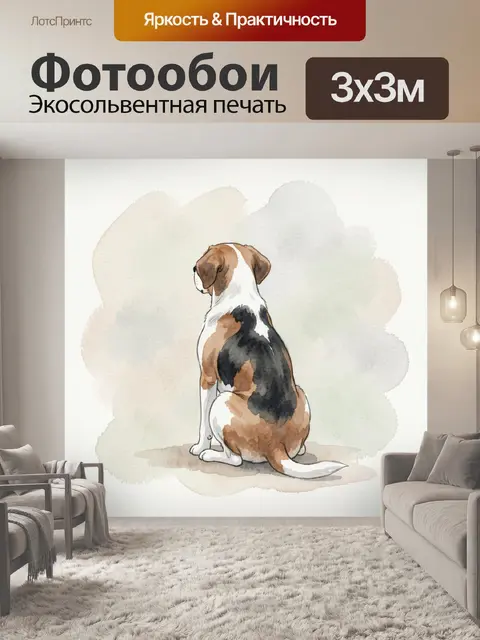 Фотообои Трехцветный бигль со спины