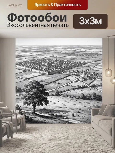 Фотообои Старинный город среди полей
