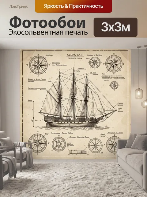 Фотообои Парусник и навигационные схемы