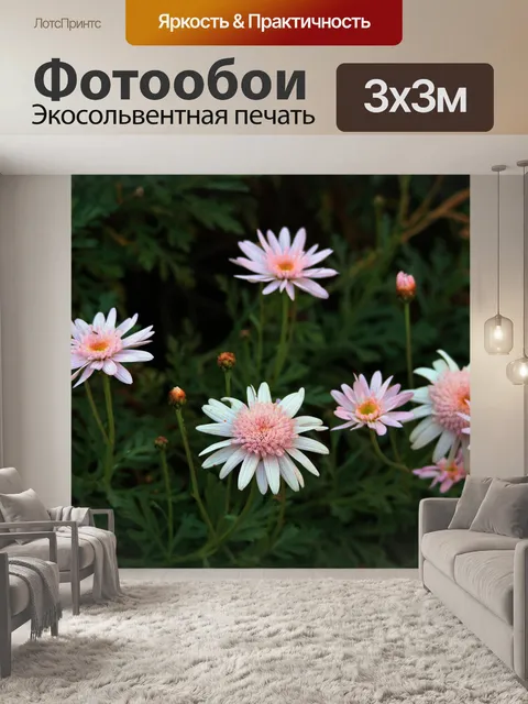Фотообои Ромашки в светло-розовый