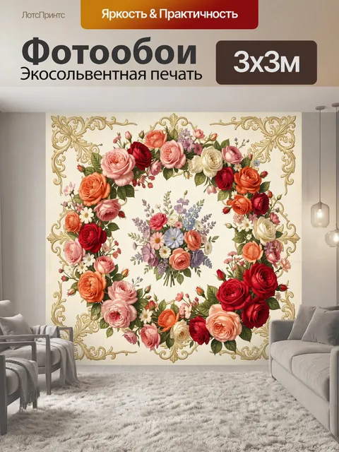 Фотообои Цветочный венок из роз