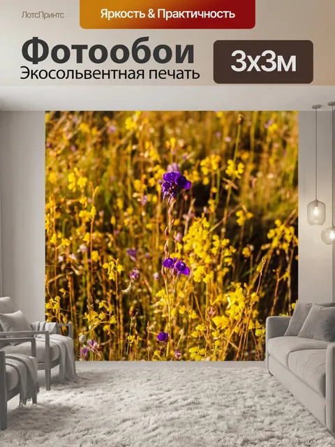 Фотообои Трава цветочное поле, полевые цветы