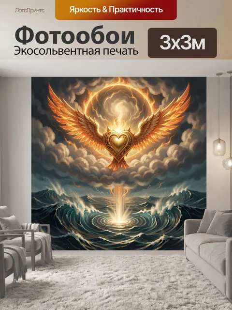 Фотообои Парящее сердце с крыльями