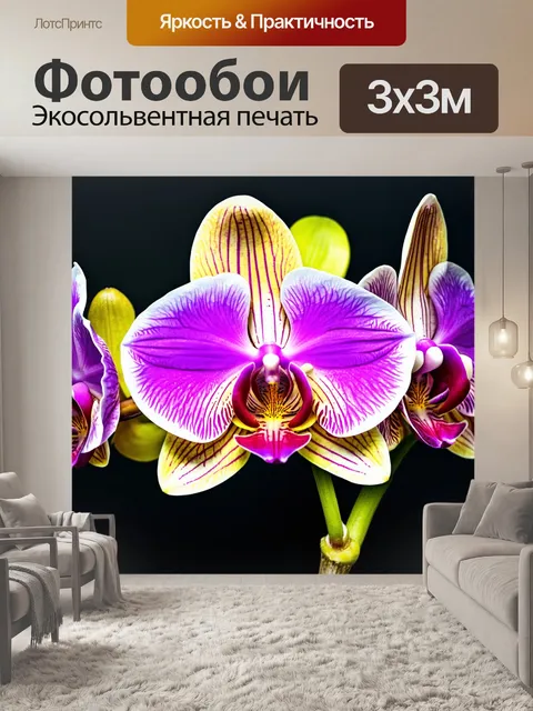 Фотообои орхидея, нарисованная акварелью, с мягкими и плавными переходами цвета на лепестках