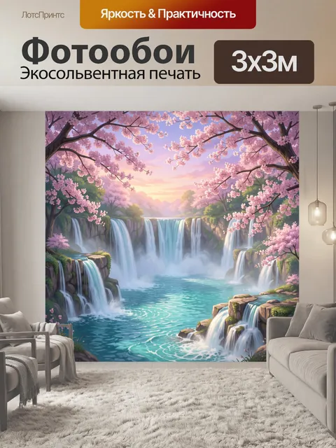 Фотообои Цветущий водопад в саду