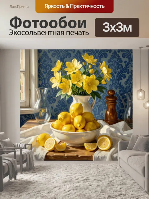 Фотообои Желтые лилии и лимоны