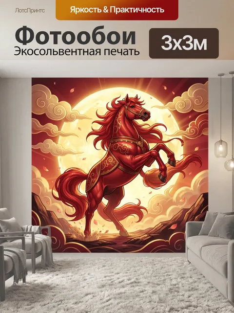 Фотообои Огненный конь на закате