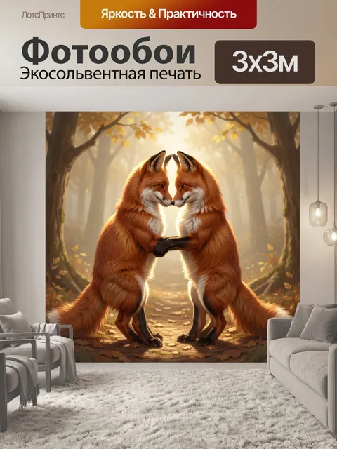 Фотообои Два лиса в лесу