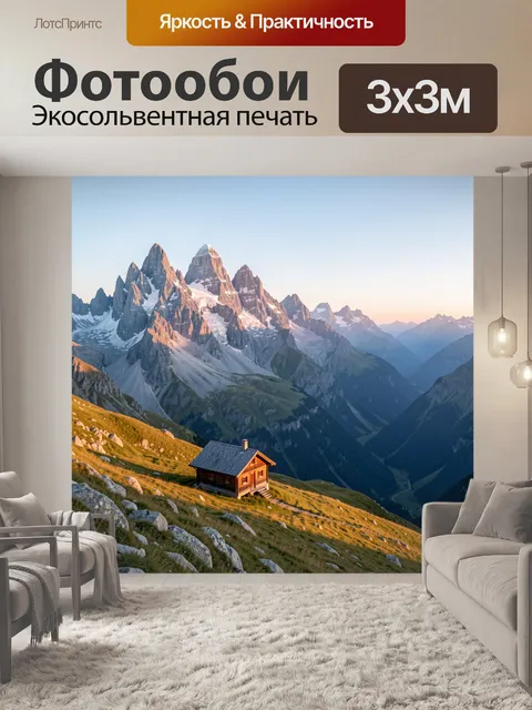 Фотообои Альпийский домик в горах