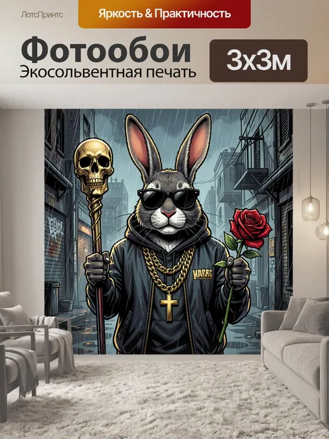 Фотообои Ушастый гангстер с розой