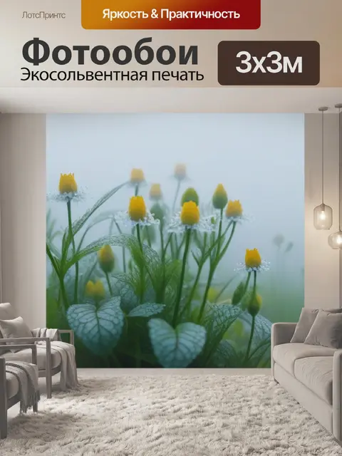 Фотообои цветы, завуалированные дымкой