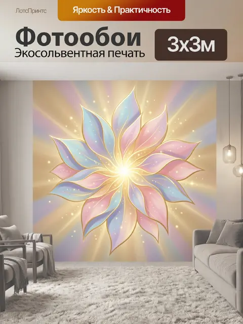 Фотообои Сияющий лотос с золотым сиянием