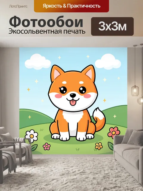 Фотообои Милый щенок на лугу
